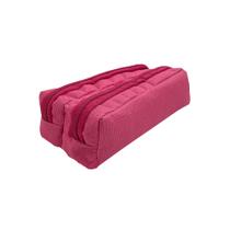 Estojo Escolar Duplo 2 Divisões Nylon Liso Impermeável Estojo Escolar Duplo 2 Divisões Nylon Liso Impermeável