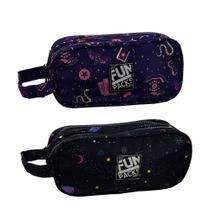 Estojo escolar duplo feminino fun packs 7x10x23cm - seanite