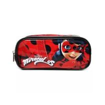 Estojo Escolar Duplo Porta Lápis Ladybug Miraculous Infantil Joaninha