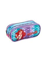 Estojo Escolar Duplo Sereia Fundo Do Mar - Azul Estojo Escolar Duplo Sereia Fundo Do Mar - Azul