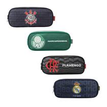 Estojo Escolar Duplo Time Futebol Corinthians Palmeiras Flamengo Real Madrid Xeryus