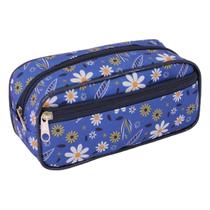 Estojo Escolar Feminino Ls Bolsas Margarida Azul Com 2 Divisões