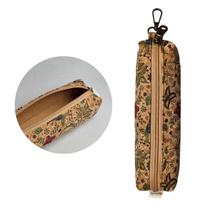 Estojo Escolar Floral Cortiça Organizador Zíper Volta Aulas Marrom Fofo Lápis Caneta Prático Materia Modelo:Floral