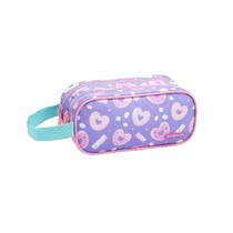 Estojo Escolar Grande Alça e 2 Divisórias Organizador Donuts Coração Lilás Juvenil Feminino Menina Estojo Escolar Grande Alça e 2 Divisórias Organizador Donuts Coração Lilás Juvenil Feminino Menina