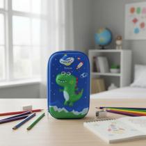 Estojo Escolar Grande com Estampa 3D Com desenhos de Dinossauros