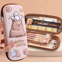 Estojo Escolar Grande Rigido 3D Capivara Fofa Papelaria Fofa