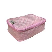 Estojo Escolar Grande Rosa Acolchoado 36 Lápis Canetas Marcadores Maquiagem Organizador Volta Aulas