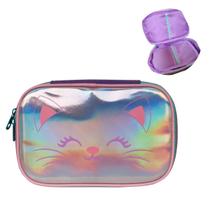 Estojo Escolar Holográfico Box Tween Gatinho Xeryus