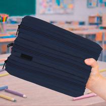 Estojo Escolar Infantil 3 Divisórias Bolsinha Porta Lapis Caneta Organizador Triplo