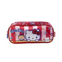 Estojo Escolar Infantil Duplo Hello Kitty Cetim Original Xeryus