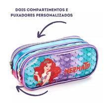 Estojo Escolar Infantil Menina Sereia Ruiva Denlex