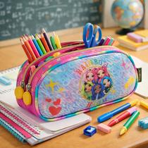 Estojo Escolar Infantil Meninas 2 Compartimentos Lápis Caneta Organizado Rainbow High Colorido