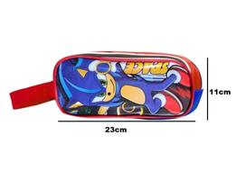 estojo escolar infantil menino com duas divisórias Sonic Space