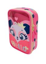 Estojo Escolar Infantil Puket Grande Panda Romântico Rosa