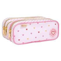 Estojo Escolar Infantil Triplo Académie Coração Metalizado Rosa - Tilibra Estojo Escolar Infantil Triplo Académie Coração Metalizado Rosa - Tilibra