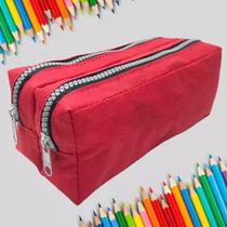 Estojo Escolar Infantil Zíper Duplo Rosa