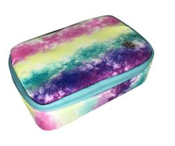 Estojo Escolar Jumbo Grande Quadrado Organizador Box Tie Dye