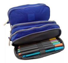 Estojo Escolar Juvenil Com 3 Divisórias Liso - Yepp