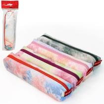 Estojo escolar juvenil feminino retangular tiedye 20x3,5x3cm