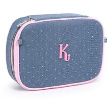 Estojo Escolar Kika Box Organizador Jeans Quadrado Divisões Cor:Azul Claro Estojo Escolar Kika Box Organizador Jeans Quadrado Divisões Cor:Azul Claro