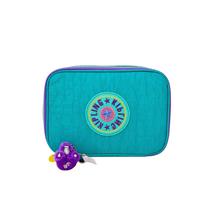 Estojo Escolar Kipling 100 Pens Rainbow Pop Verde Água