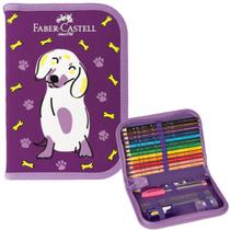 Estojo Escolar Lápis de Cor Caneta Faber Castel Pet Cachorro - Faber-Castell