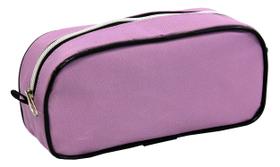 Estojo Escolar LS Bolsas 1 divisão Lilás com Preto e Zíper Prata - EE1244