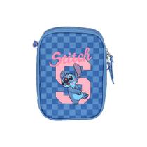 Estojo escolar luxcel box stitch azul quadriculado et500545sc Estojo escolar luxcel box stitch azul quadriculado et500545sc