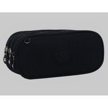 Estojo Escolar Masculino Feminino Grande 3 Ziperes Triplo Cores:Preta 783 Estojo Escolar Masculino Feminino Grande 3 Ziperes Triplo Cores:Preta 783