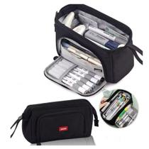 Estojo Escolar Masculino Feminino Grande 3 Ziperes Triplo Cores:Preto CYC 900407 Estojo Escolar Masculino Feminino Grande 3 Ziperes Triplo Cores:Preto CYC 900407