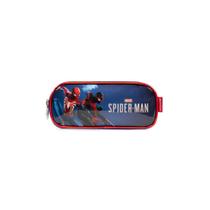 Estojo Escolar Masculino Homem Aranha Vermelho Três Compartimentos