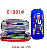 Estojo escolar menino kars macQueen 3D alto relevo azul Estojo escolar menino kars macQueen 3D alto relevo azul