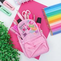 Estojo Escolar Mini Mochila Colorido Estampado - Daterra Mochilinha