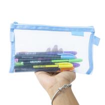 Estojo Escolar Necessaire Transparente Grande Slim Feminina