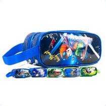 Estojo Escolar Organizador Box Jumbo Duplo Com 2 Divisórias