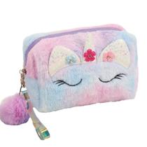 Estojo Escolar Pelinho Box Gatinho Papelaria Fofa Caixa Criativa Unicórnio Pelúcia Chaveiro Pompom Necessaire Espaçoso