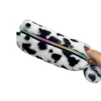 Estojo Escolar Pelúcia Juvenil Com Pompom Colorido