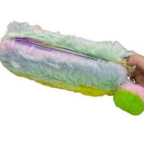 Estojo Escolar Pelúcia Juvenil Com Pompom Colorido