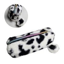 Estojo Escolar Pelúcia Multiuso Zíper Pompom Fofo Maquiagem Grande Lápis Caneta Material Aula Modelo:Vaquinha