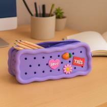 Estojo Escolar Picky Holic Charm Em Silcone Com 4 Pins Tris Estojo Escolar Picky Holic Charm Em Silcone Com 4 Pins Tris