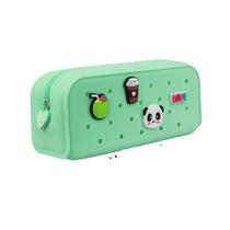 Estojo escolar polibras silicone charm verde c/4 pingentes