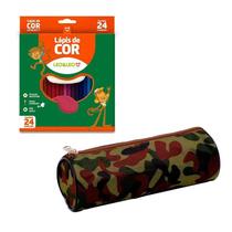 Estojo Escolar Redondo 717193 e Lápis de Cor Sextavado 4449 24 Cores - Leo&Leo Estojo Escolar Redondo 717193 e Lápis de Cor Sextavado 4449 24 Cores - Leo&Leo