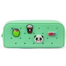 Estojo Escolar Silicone C/ 4 Pingentes Charm Polibras