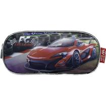 Estojo escolar simples carro Fast Grid preto cromado Winth