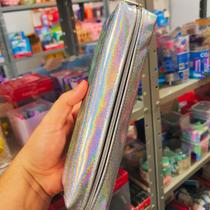 Estojo Escolar Simples Glitter Holográfico Universitário 1 Zíper Best