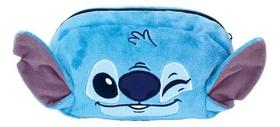 Estojo Escolar Stitch de Pelúcia Fluffy Azul Original Disney - DAC