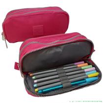 Estojo escolar triplo 3 divisórias Nylon Cores a Escolha Yepp