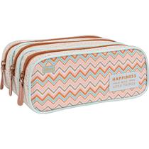 Estojo escolar triplo Académie Sunshine Zig Zag Tilibra