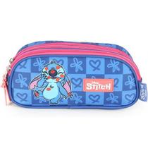 Estojo Escolar Triplo Infantil STITCH Luxcel COR Azul