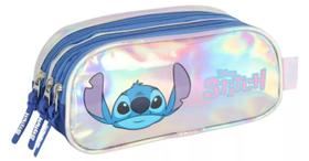 Estojo Escolar Triplo Juvenil Stitch Holográfico Luxcel